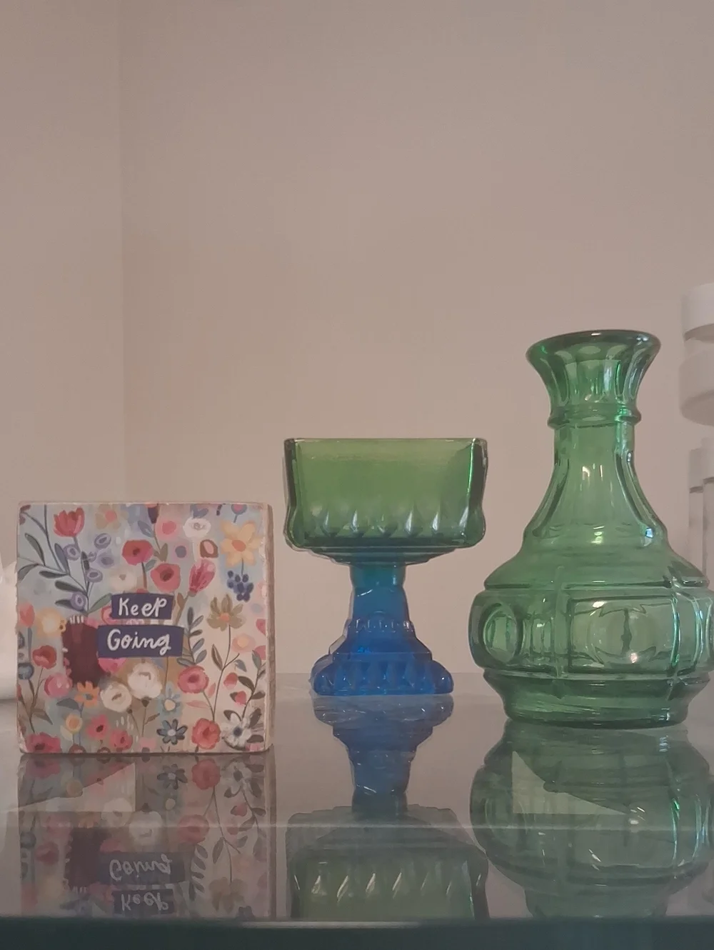 Green and Blue Glass Decorative Vases - Home Accents